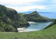 View overlooking the beach sea and mountains